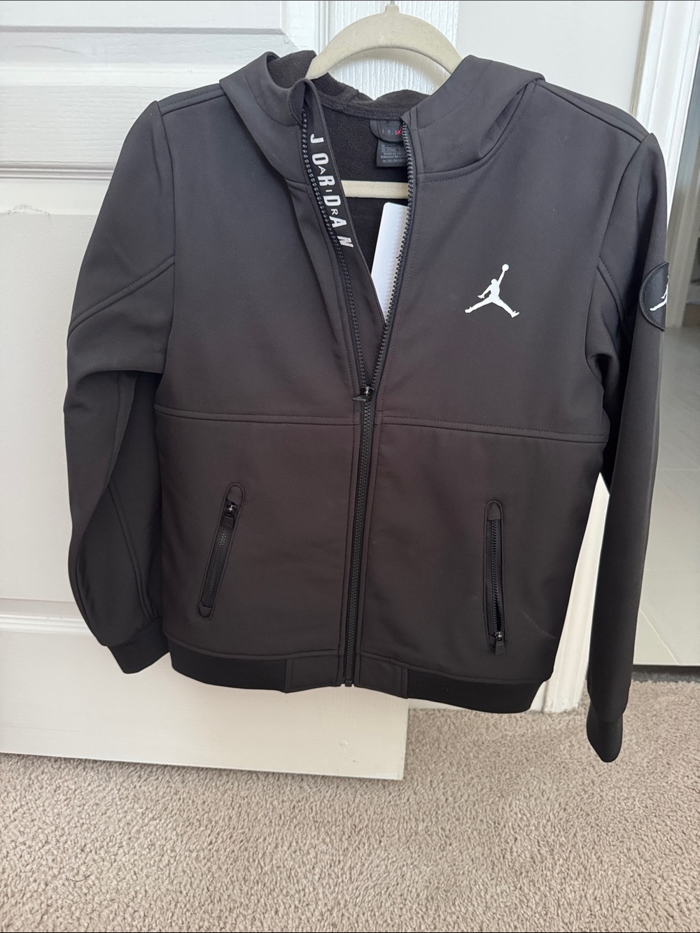 Jordan Black Hooded Zip-Up Puffer Jacket for Kids